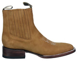 Mens #RGL4 Light Brown Chelsea Ankle Boots Nubuck Leather - Square Toe