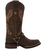 Womens Dallas Brown Western Boots Leather Boot Straps - Square Toe
