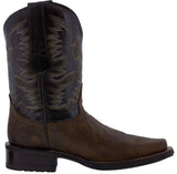 Mens Dark Brown Western Leather Cowboy Boots - Square Toe