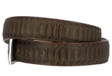 Brown Western Cowboy Belt Snake Print Leather - Silver Buckle