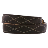 Dark Brown Western Cowboy Leather Belt Classic Embroidery - Rodeo Buckle