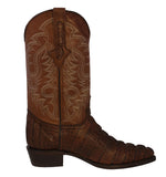 Mens #130 Brown Alligator Tail Print Leather Cowboy Boots - J Toe