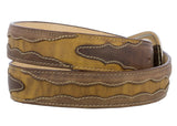Brown #350 Western Belt Overlay Leather - Removable Buckle