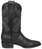 Mens Black Cowboy Boots Lizard Print Leather - J Toe