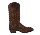 Mens Brown Full Crocodile Tail Print Cowboy Boots - Round Toe