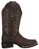 Womens Ida Brown Western Boots Leather - Square Toe