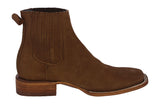 Mens #201 Light Brown Chelsea Cowboy Boots Leather - Square Toe