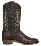 Mens Brown Cowboy Boots Crocodile Big Belly Print - Round Toe