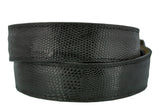 Black Western Cowboy Belt Real Teju Lizard Skin Leather - Rodeo Buckle