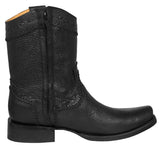 Mens Dean Black Western Boots Leather Zipper - Square Toe