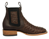 Mens Brown Chelsea Boots Snake Print Leather - Square Toe