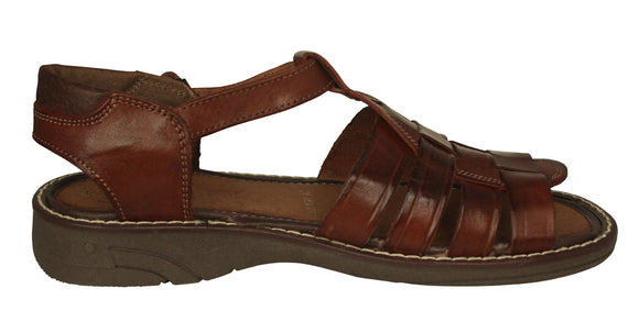 Men's Brown Genuine Ankle Strap Slip On Leather Mexican Huaraches Sandals 011