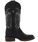 Womens Dallas Black Western Boots Leather - Square Toe