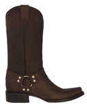 Mens Rider Brown Western Boots Leather Harness - Square Toe