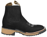 Mens #5050 Black Chelsea Boots Nubuck Leather - Square Toe