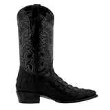 Mens #110 Black Alligator Back Print Leather Cowboy Boots - J Toe