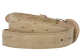 Kids Sand Cowboy Belt Ostrich Print Leather - Removable Buckle