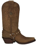 Womens Jane Light Brown Western Boots Leather Removable Strap - Snip Toe