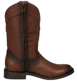 Mens Dean Brown Western Boots Leather Zipper - Roper Toe
