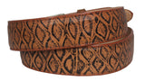Cognac Western Cowboy Belt Anteater Print Leather - Silver Buckle