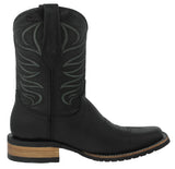 Mens #300 Black Western Boots Leather Rubber Soles - Square Toe
