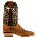 Womens Jesse Light Brown Western Boots Classic Leather - Square Toe