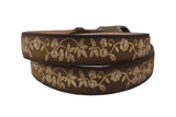 Brown #445 Western Cowboy Belt Floral Leather - Removable Buckle
