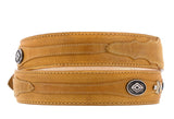 Rustic Sand Western Cowboy Leather Belt Navajo Concho - Silver Buckle