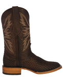 Mens #520 Brown Western Cowboy Boots Woven Leather - Square Toe