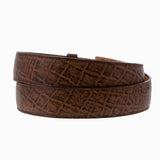 Light Brown Western Cowboy Belt Elephant Print Leather - Silver Buckle