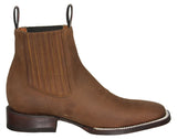 Mens #510 Cognac Chelsea Ankle Boots Leather - Square Toe