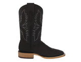Mens Black Cowboy Boots Stingray Diamond Stone Print - Square Toe