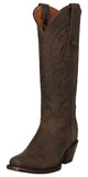 Womens Jane Brown Tall Western Boots Leather Removable Strap - Snip Toe