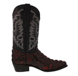 Mens #150 Black Cherry Crocodile & Ostrich Print Leather Cowboy Boots - J Toe