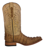 Mens Sand Crocodile Tail Print Leather Cowboy Boots - 3X Toe