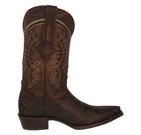 Mens Chedron Snake Print Leather Cowboy Boots - Snip Toe