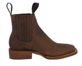 Mens #770 Brown Chelsea Cowboy Boots Leather - Square Toe