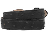 Kids Black Cowboy Belt Ostrich Print Leather - Removable Buckle