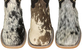 Mens Ranger Brown Cowboy Boots Real Cow Hair Leather - Square Toe