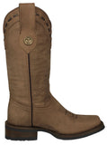 Womens Cassidy Light Brown Western Boots Leather Rubber Sole - Square Toe