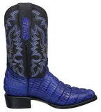 Mens #130 Blue Cowboy Boots Crocodile Tail Print - J Toe