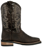 Kids Toddler Western Cowboy Boots Smooth Square Toe Brown - #108