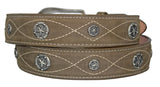 Brown #490 Western Belt Embroidered Leather - Removable Buckle