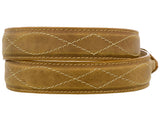 Honey Brown Western Cowboy Leather Belt Classic Embroidery - Rodeo Buckle