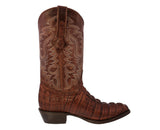 Mens #130 Cognac Alligator Tail Print Leather Cowboy Boots - J Toe