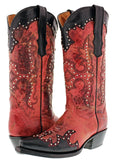 Womens Katy Baby Red Cowboy Boots Leather - Snip Toe