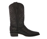 Mens Black Cowboy Boots Anaconda Print Leather - J Toe