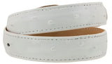 Kids White Cowboy Belt Ostrich Print Leather - Removable Buckle
