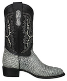 Mens #175 Gray Cowboy Boots Teju Lizard Print - Round Toe