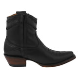 Womens Dixie Black Western Ankle Boots Leather - Snip Toe